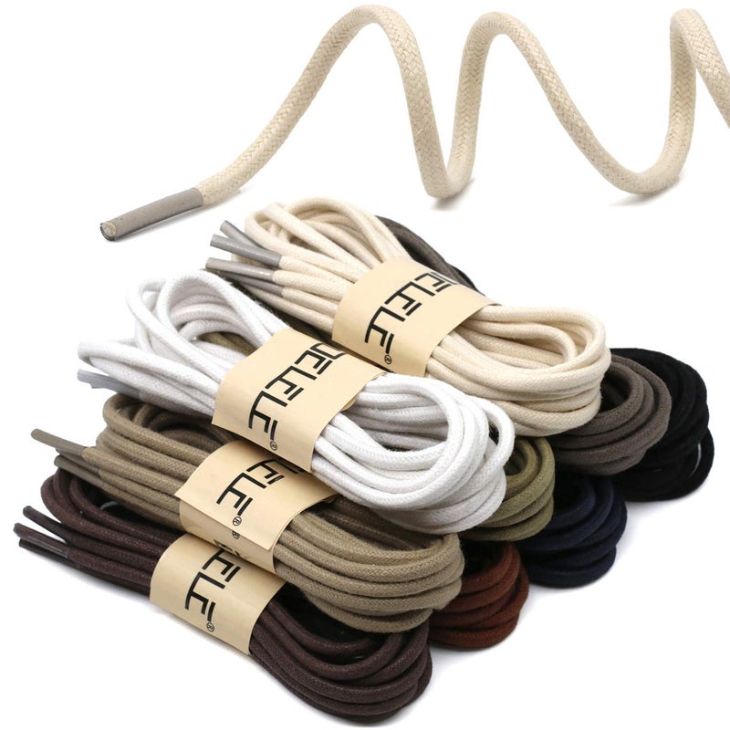 DELELE 2 Pair 39 inch Beige Round Waxed Oxford Shoe Laces for Dress Shoes and Boots - Image 4